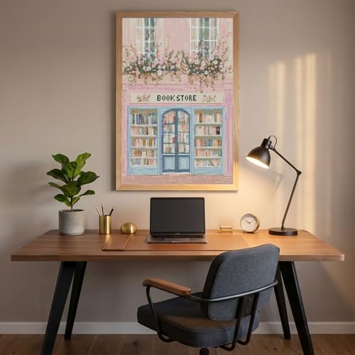 Image of Book Store Cross Stitch Kits,Embroidery Starter Kit for Adult Beginners, 11CT Cross-Stitch Patterns Dimensions Kit Arts,Needlepoint Kit Crafts for Home Decor 15.7x11.8 inch