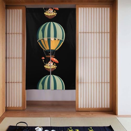 Cortina de dos paneles estampada con diseño original de setas para puertas interiores 2