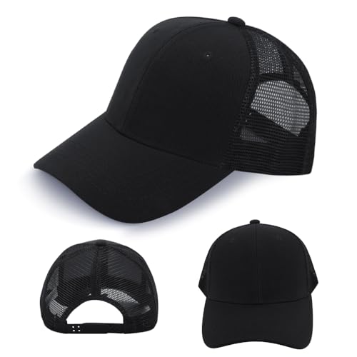 Image of ZH 24 Pack Blank Mesh Trucker Hats, Bulk Baseball Caps Adjustable for Men and Women, Wholesale Plain Snapback Caps