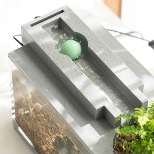 Acquario per acquario, kit di base per pesci, gamberetti, pesci rossi, con pompa ad aria e luce, piccolo acquario da tavolo, decorativo retrò silenzioso