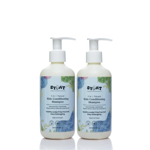 Image of 6-in-1 Kids Conditioning Shampoo (5-12 Years) (400 ml, Pack of 2) | pH Balanced & Reduces Itchy Scalp, Dermatologist Tested, Oat Extract for Frizz-Free Hair, Easy Detangling