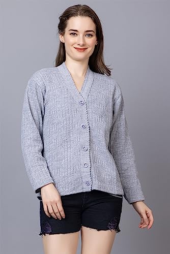 Image of Wear lusso Women Sweater for Winter Woolen Acrylic Full Sleeves V Neck Stylish Design Cardigan Girls /Ladies