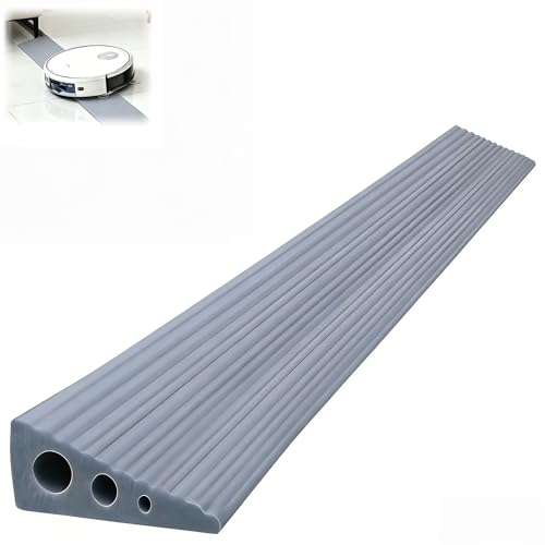 CUTIS Türschwellenrampe 90x5.5x1.5 cm Rampe Saugroboter Rampe Türschwellefür Geeignet für Saugroboter Kinderwagen Rollatoren und E-Scooter Schwellenrampe (Grau)