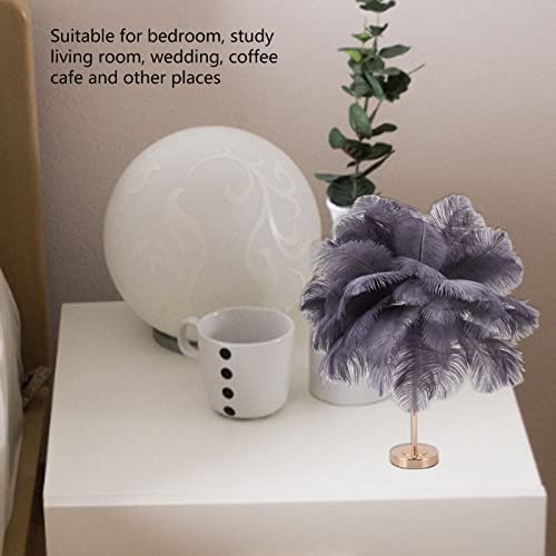 Yunir Artificial Ostrich Feather Table Lamp, USB Rechargeable Decorative Lights with 3 Light Tones - Image 2