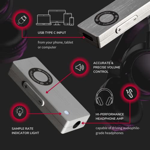 Image of Audioengine DAC3 Portable USB-C DAC - 32-Bit Headphone Amplifier and Hi-Res Audio Adapter for iPhone, Android, Laptop and Tablet