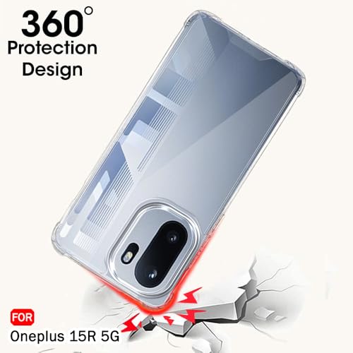 Image of TheGiftKart Crystal Clear Back Cover Case for OnePlus 15R 5G | Shock Proof 360 Protection | Hard Clear Back Cover Case for OnePlus 15R 5G (PC & TPU, Transparent Bumper)