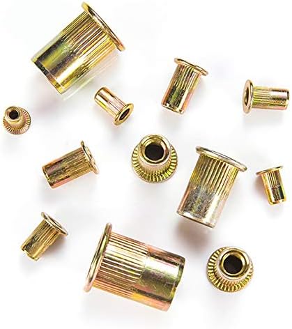 Generic HOT 166Pcs/Set Mixed Carbon Steel Rivet Nut M3 M4 M5 M6 M8 M10 M12 Nut Flat Head Threaded Insert Nut Kit - (Color: as Shown)