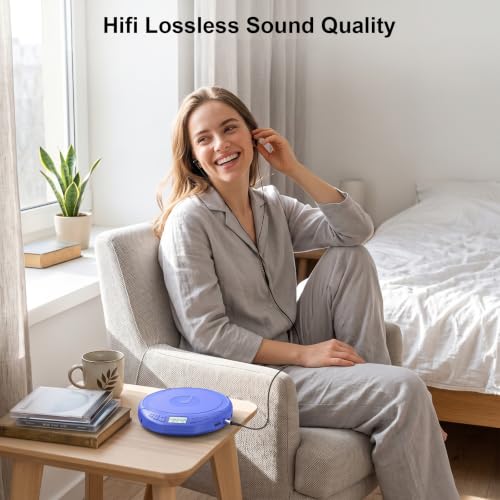 Image of Gueray Portable CD Player with Earphones CD Player for Car Support MP3 | CD Dsicman with Anti-Skip Shockproof with LCD Display Support PROG Memory Repeat Function