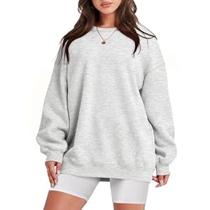 Caracilia Women Sweatshirts Crewneck Long Sleeve Oversized Fleece Hoodies 2024 Fall Fashion Pullover Sweater Top