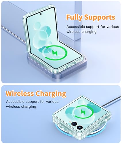 Image of FNTCASE for Samsung-Galaxy Z-Flip-7 Clear Case with Screen Protector | Anti Yellowing, Military Grade Drop Protection, Rugged Shockproof, Transparent