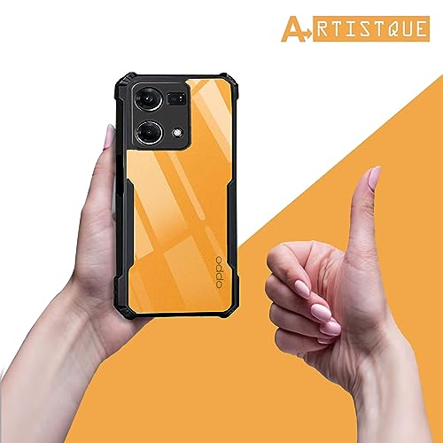 Image of A rtistque Clear Hard Transparent Acrylic Armor Anti-Drop Shockproof TPU Edge Back Cover Case for Oppo F21 Pro 4G - Black
