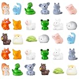 XXHUO Mini Figurines Animaux en Résine 30pcs, 15 Styles Petits Animaux Miniature, Décorati...
