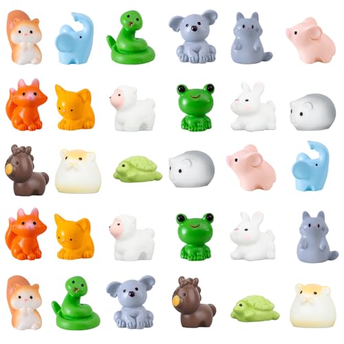XXHUO Mini Figurines Animaux en Résine 30pcs, 15 Styles Petits Animaux Miniature, Décoration pour Jardin Miniature Maison de Poupée Aquarium Bureau ou...