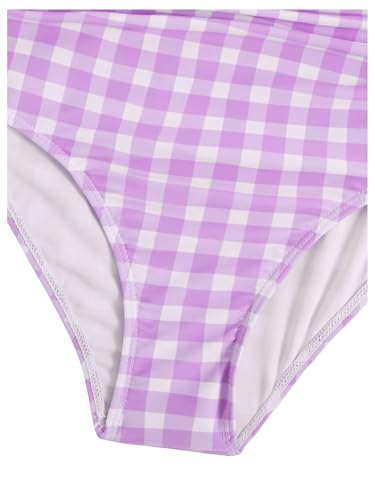 Image of Floerns Girl's Gingham Print Ruched Cut Out Knot Front One Piece Swimsuit