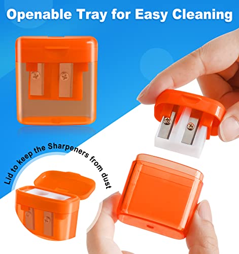 60 Pack Pencil Sharpeners Bulk - Double Hole Pencil Sharpener Manual with Cover for School Kids, Small Cute Pencil sharpeners Handheld for Students School Classroom Supplies - Thumbnail 5