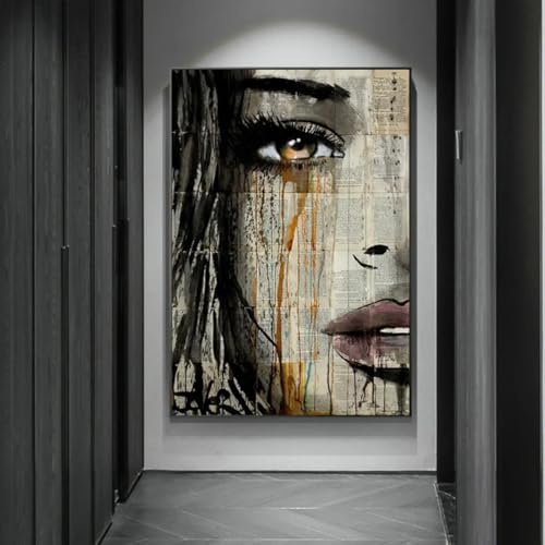 Peinture à l'huile abstraite haute définition visage femme TONGYINLI sur toile de lin 75x110