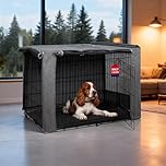 HiCaptain Folding Metal Dog Crate Cover for 36 Inch Wire Pet Cage(Two-Tone Gray)