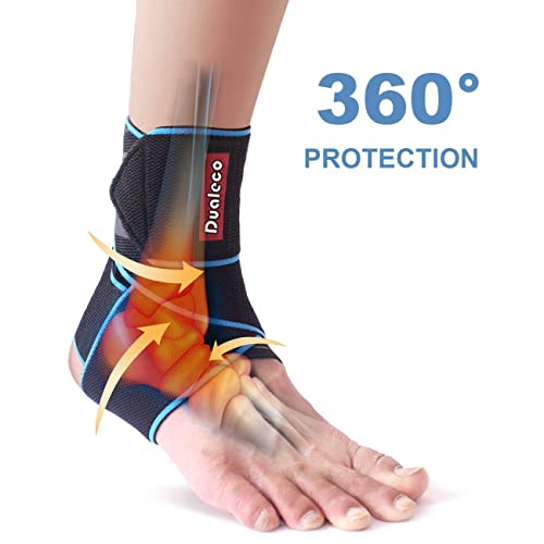 Dualeco Sprunggelenkbandage 1 Stück, Einstellbar Bandage Fußgelenk, Fußbandage Sprunggelenk, Knöchelbandage Rechts/Links, Fußgelenkbandage, Fßgelenkstütze Damen/Männer