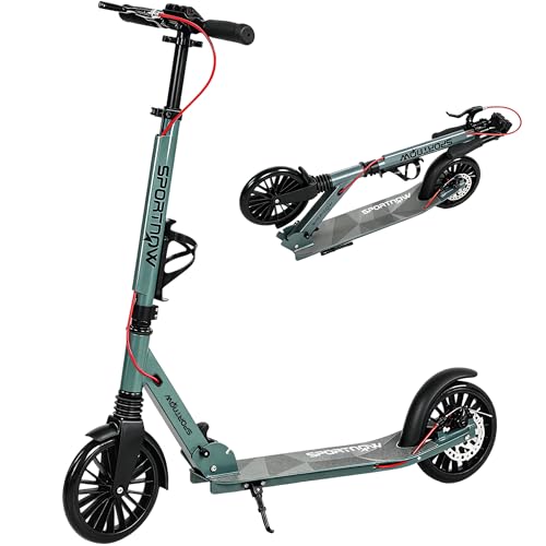 SPORTNOW Foldable Kick Scooter Height Adjustable Handlebar Adult Silver