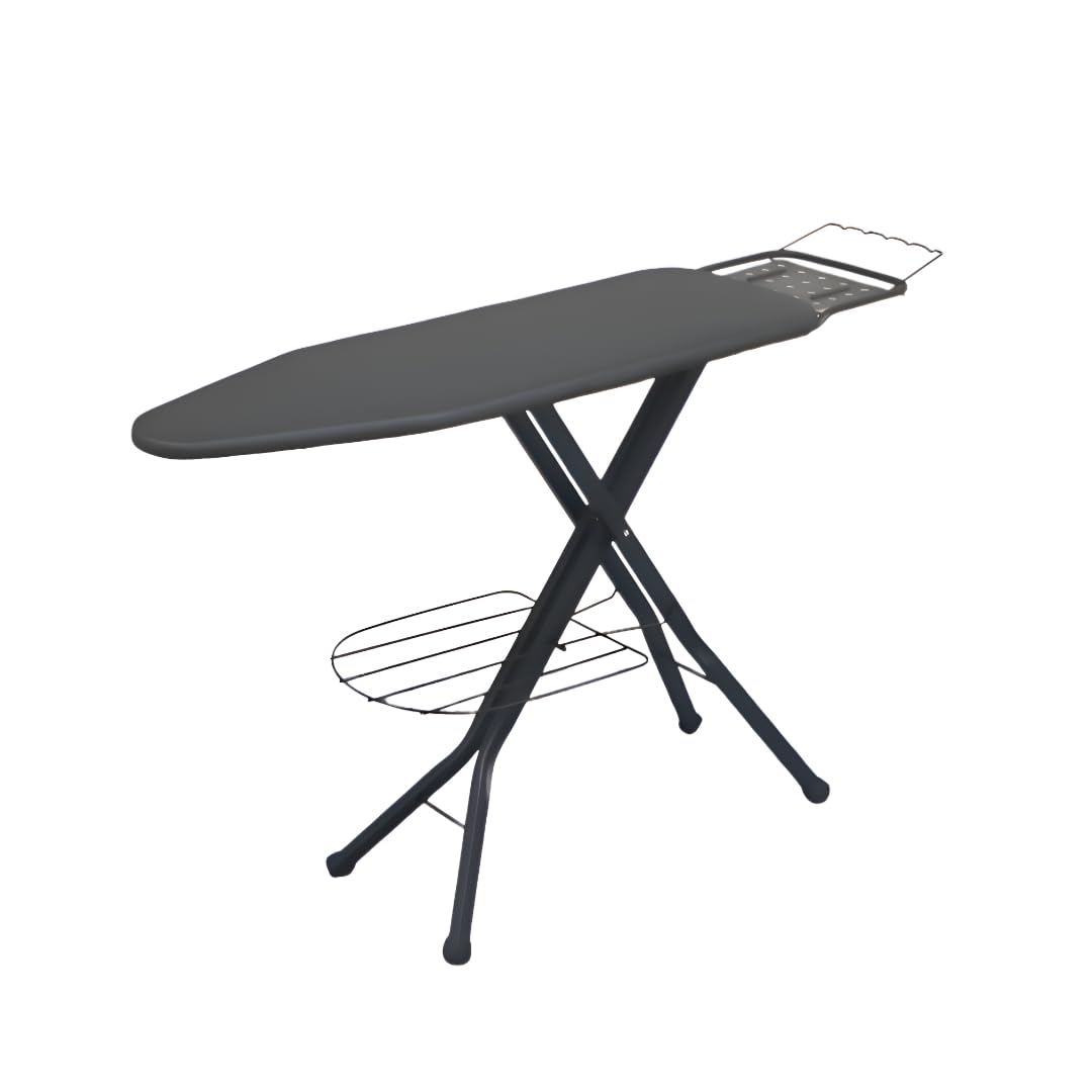 ALISSA 13 Inches Ironing Board with Storage Tray & Adjustable Height Iron Table with Iron Rest, Clothes Hanger, and Garment Rack Household Hotel Use Ironing Boards (110x33cm-Black)