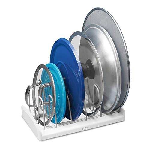 YouCopia StoreMore Adjustable Pot Lid Organiser, Kitchen Cupboard Storage Organiser, Standard, White