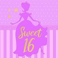 Sweet 16: Purple & Gold Sweet Sixteen Guest Book for Girls 16th Birthday Party Princess Gown Silhouette - Gold Writing & Butterflies Lavender Bday ... & Space for Message 1090554966 Book Cover