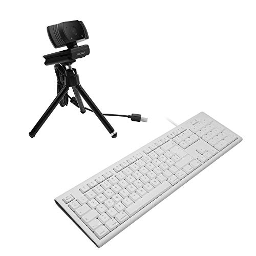 Macally Classic Mac Keyboard and a 1080P Webcam with Tripod & Built-in Microphone,