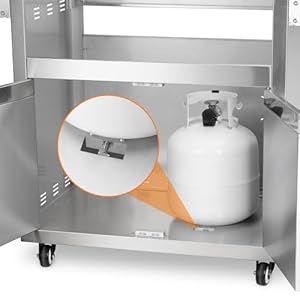 Stainless steel grill cart for hygrill 3 burner built in gas grill outdoor kitchen island with foldable side shelves and storage cabinet  urban country home decor