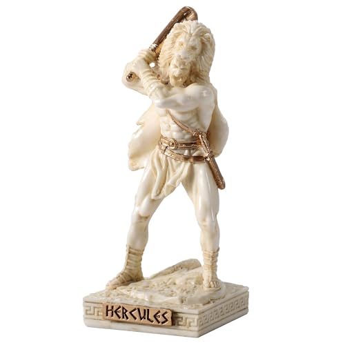 Veronese Design 3 3/4 Greek Hero Hercules Polystone Miniature Figurine White Gold Finish Home Decor Gift