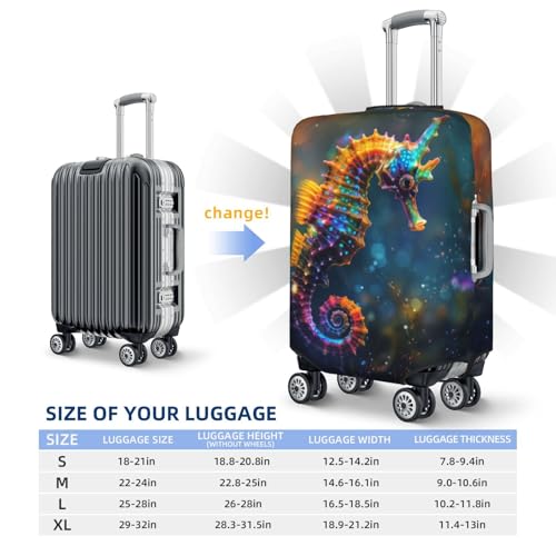 Travel Luggage Covers - Neon Seahorse Underwater Realm Elasticity Suitcase Covers Protector for Luggage 18-32 Inch2