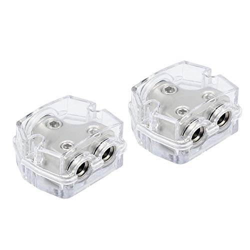 1X0GA Out Blocco di Distribuzione dellAlimentazione Amplificatore Audio Auto 1 in 2 Modi Portafusibili Protettore Circuito 2 Vie 2Pcs