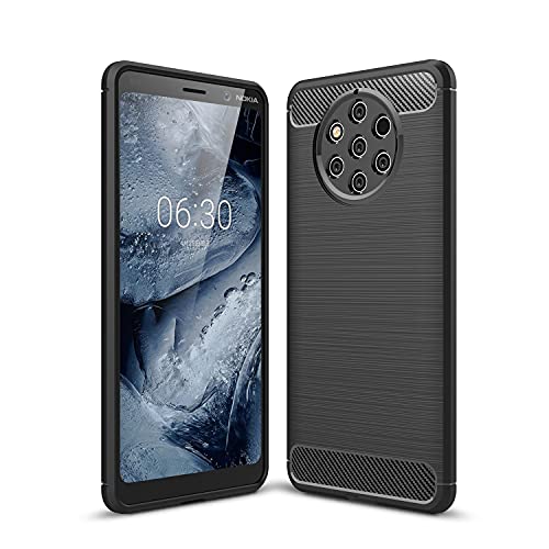 Cruzerlite Nokia 9 PureView Case, Cruzerlite Carbon Fiber Shock Absorption Slim Case for Nokia 9 PureView (Black)