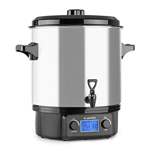 Klarstein Biggie Digital - stérilisateur, cuve à stériliser, faitout, marmite à vin chaud, volume 27 l, 2000 w, température réglable, interrupteur minuterie 120 mn, écran numérique, argent