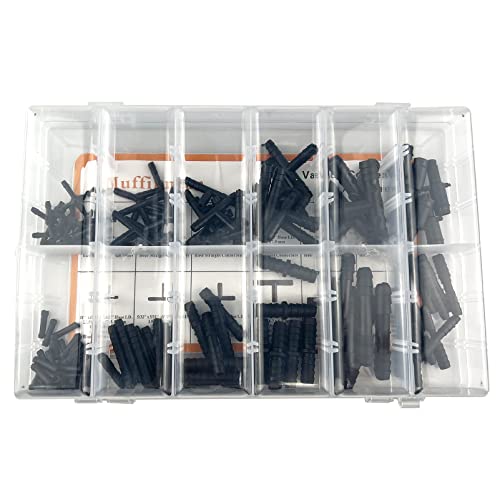 Vacuum Connector Assortment,Automotive Vacuum Tubing Connector Vacuum Tee Connector Assortment Kit,Black Nylon,12 Sizes #TOP4