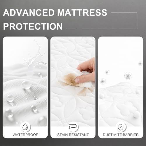 RestTwill Waterproof Mattress Protector King, Noiseless Mattress Pad | Washable Soft Breathable Fabric Bed Cover with Deep Pocket Up to 21”for Home, Hotel - image 3