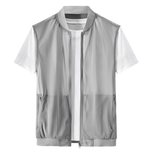 Mens Lightweight Mesh Vests,Breathable Fishing Jacket for Summer,Casual Work Fish Photo Travel Cycling Golf with Pockets