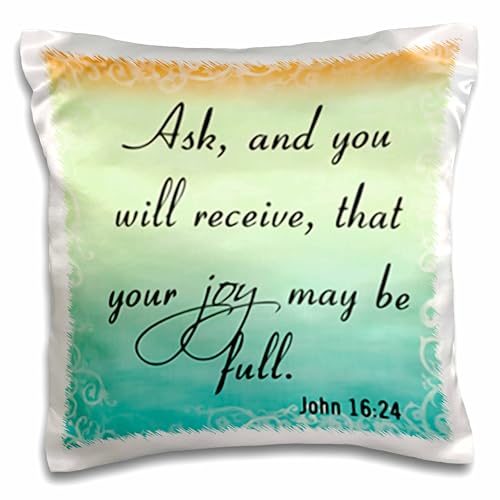 3dRose Bible Verse John 16-24 Gradient Pastel Bible Christian Inspirational Saying 16x16 inch Pillow Case
