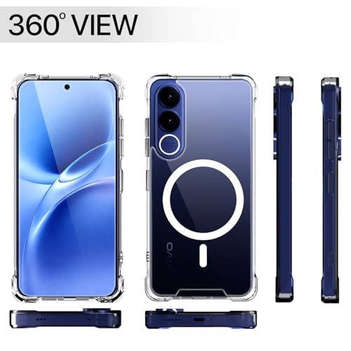 Image of Pikkme Back Cover for Vivo V70 FE 5G Mag-Safe Shockproof PC + TPU Protective Case Magnetic Support Bumper Case (Transparent Mag-Safe)