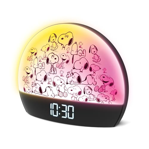 Catálogo para Comprar On-line Luces-despertador del mes. 44 Peanuts Snoopy - Reloj despertador de salida del sol, edición vibrante Snoopy con luces multicolores, carga USB, visualización LED, simulación de activación suave y función de...