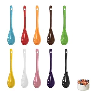 Vimmvid 10 Stück Porzellan Eierlöffel Dessertlöffel