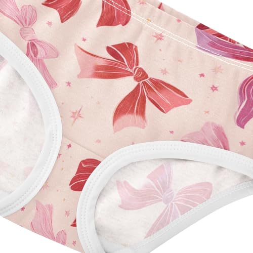 Wusikd Bows Red Stars Girls' Underwear Cotton Girls Briefs Soft Toddler Underwear 2T4