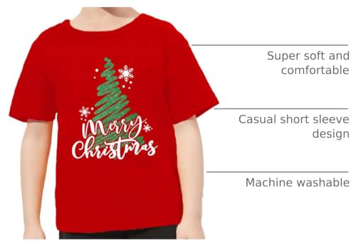 Image of Christmas Tree Shirt for Toddler Boys Girls Merry Christmas T-Shirts Short Sleeve Holiday Tee Xmas Gift Tops