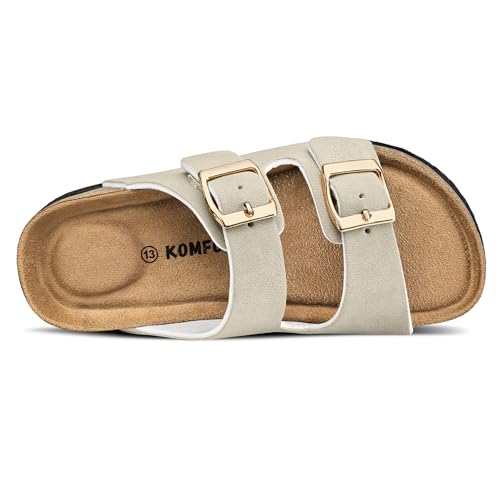 Image of K KomForme Kids Sandals Boys Girls Slide Cork Footbed Slipper with Adjustable Straps for Little Kid /Big Kid