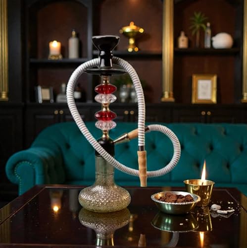Image of FAIZAN HANDICRAFT Designer Dimond Style 18.5 Inch Glass,Iron QT Hookah Set (Black)