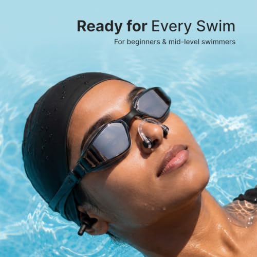 Image of CULT Swimming Cap Goggles with Ear Plugs & Nose Clip Set for Men & Women, Anti-Fog Swimming Goggles with Adjustable Strap, Silicone Swim Cap Combo for Training, Pool & Fitness, Black