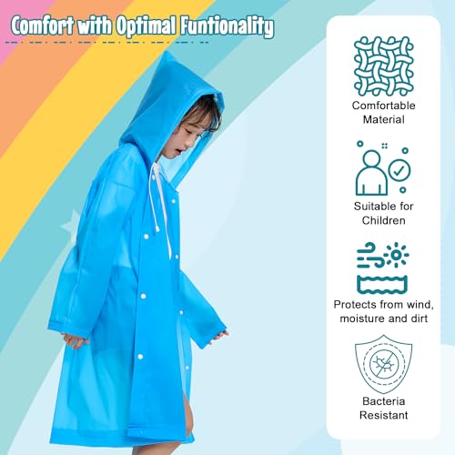 Image of HACER Raincoat Waterproof Full Length Hood & Pockets Rainwear for Kids- (Blue, Free Size, 1 Pc)