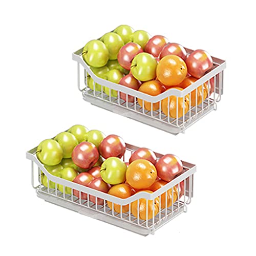 ZOLPINL Cesta de Frutas de 2 Niveles para encimera, frutero y Soporte para Verduras Que Mantiene Las Frutas y Verduras Frescas, cestas de Almacenamiento de Alambre de Metal, frutero montad