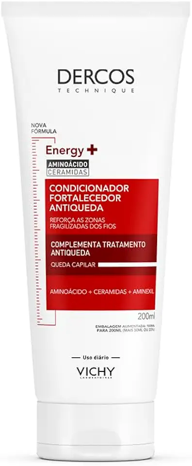 Vichy Dercos Energy+ Condicionador Fortalecedor Antiqueda com Aminexil, Aminoácidos e Ceramidas, Reduz Quebra, Reforça Estrutura dos Fios, Aumenta Resistência Capilar, 200ml
