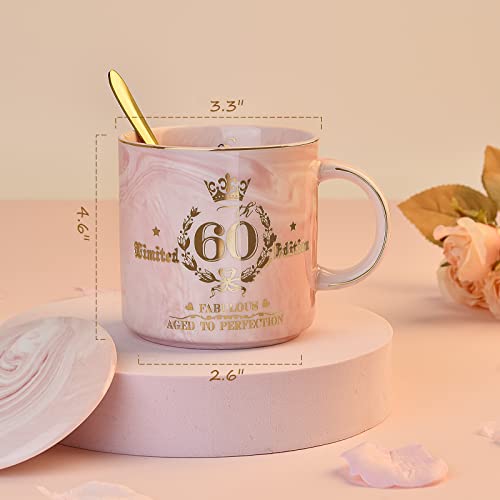 Fabulous 60th Birthday Marble Mug - Pink & Gold 14oz Gift - Image 2