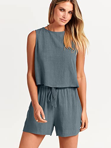 Anrabess Two Piece Sets For Women Summer Outfits Lined Short Lounge Matching Set 2023 Trendy Clothes Boho Beach Vacation Resort Wear Fashion Gym Set 806Shenhui-L #TOP7